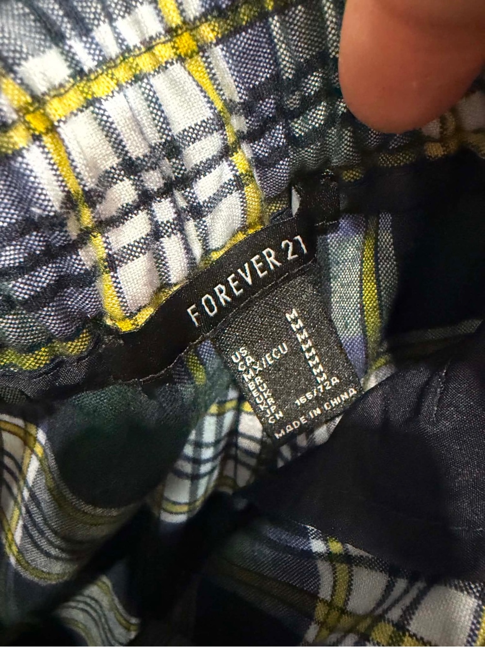 Forever 21 Navy, Yellow & White Plaid Button-Up